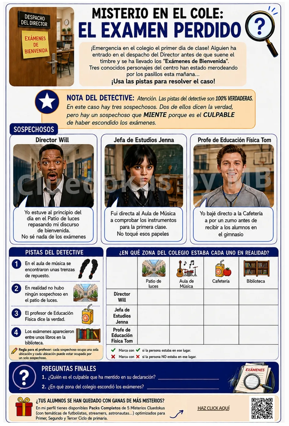FICHA MISTERIO GRATIS. CLUEDOKU/MURDOKU TODOS LOS NIVELES