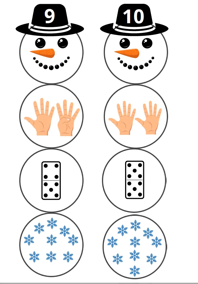 NÚMEROS CON MUÑECOS DE NIEVE