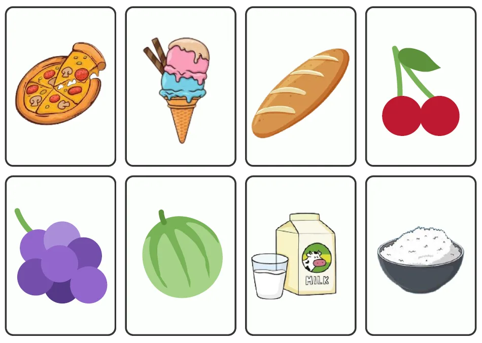 Bingo with food flashcards